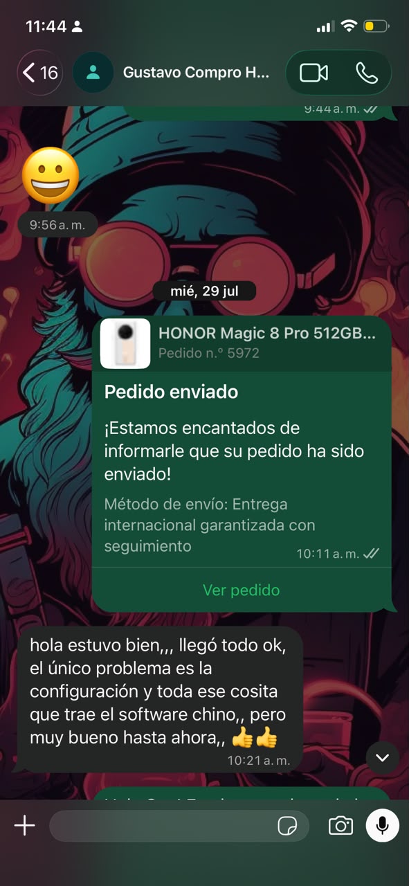 Gustavo confirma que recibió correctamente su HONOR Magic 8 Pro y comenta las dificultades iniciales de configuración